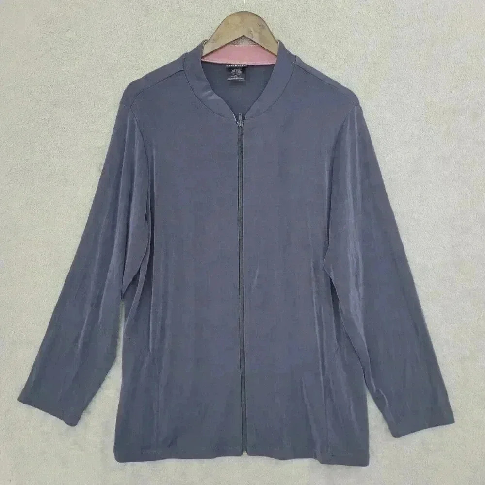 Citiknits Womens Long Sleeve Zip-Up Cardigan 1X Acetate & Spandex 20PT